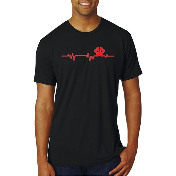 Dog Heartbeat | Paw Print EKG Lifeline | Veterinarian Vet Tech Dog Lover Mens Premium Tri Blend T-Shirt, True Black, X-Large