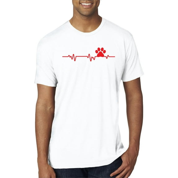 Dog Heartbeat | Paw Print EKG Lifeline | Veterinarian Vet Tech Dog Lover Mens Premium Tri Blend T-Shirt, True White, Small