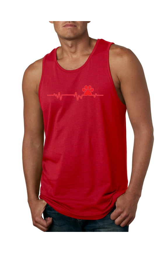 Dog Heartbeat | Paw Print EKG Lifeline | Veterinarian Vet Tech Dog Lover Mens Tank Top, Red, Medium