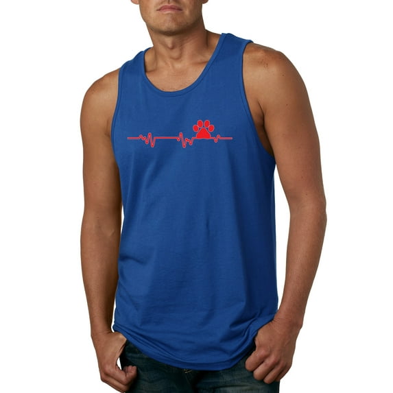 Dog Heartbeat | Paw Print EKG Lifeline | Veterinarian Vet Tech Dog Lover Mens Tank Top, Royal, Small