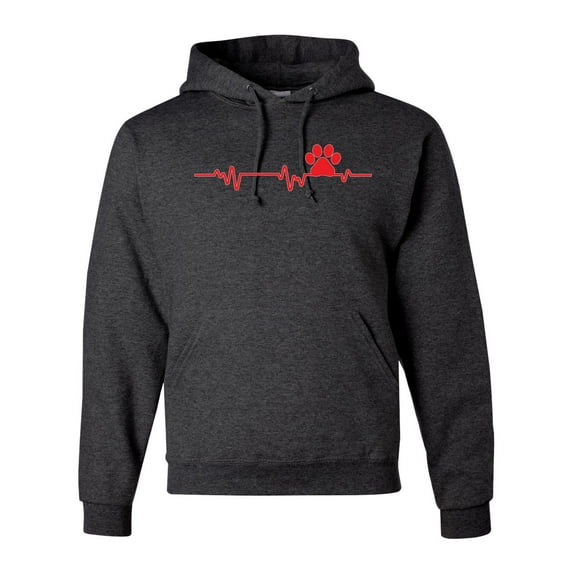 Dog Heartbeat | Paw Print EKG Lifeline | Veterinarian Vet Tech Dog Lover Unisex Hoodie Sweatshirt, Heather Black, 3X-Large