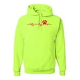 thumbnail image 1 of Dog Heartbeat | Paw Print EKG Lifeline | Veterinarian Vet Tech Dog Lover Unisex Hoodie Sweatshirt, Safety Green, X-Large, 1 of 5