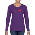 thumbnail image 1 of Dog Heartbeat | Paw Print EKG Lifeline | Veterinarian Vet Tech Dog Lover Womens Long Sleeve T-Shirt, Purple, Medium, 1 of 5