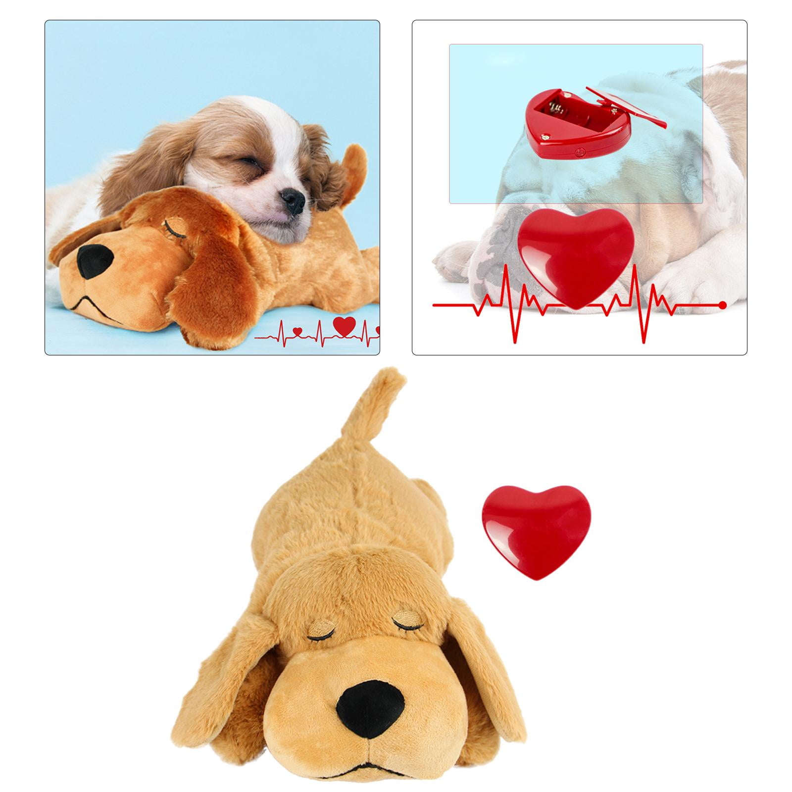 Dog Heartbeat Toy Calming Behavioral Aid Stuffed Animal Pillow Brown