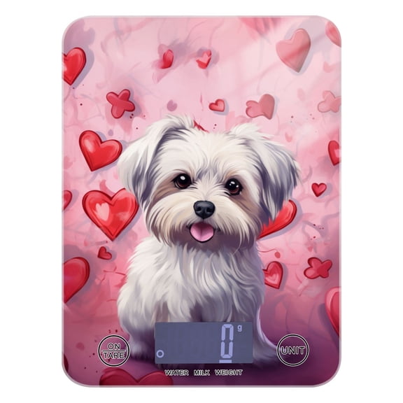Dog Hearts Pink Food Scale Digital Kitchen Scale Waterproof Tempered Glass Tare Function 11 lb for Baking Cooking Meal Prep