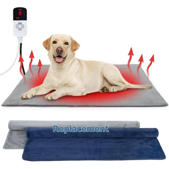 Dog Heating Pad Outdoor, Heated Dog Bed Indoor for Cats, Warming Electric Pet Heating Pad Temperature with Timer, Waterproof Heated Pet Mat with Chew Resistant Cord, for Puppy Kitten, 28 * 18 in