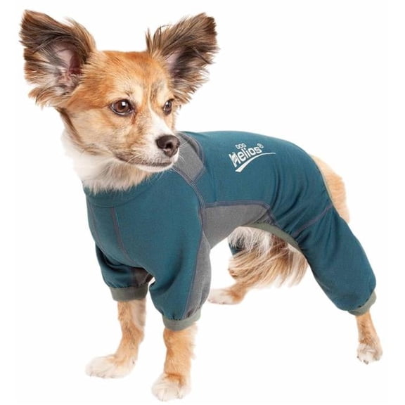 Dog Helios Rufflex 4-Way-Stretch Breathable Full Bodied Performance Dog Warmup Track Suit - Blue & Grey, Extra Small
