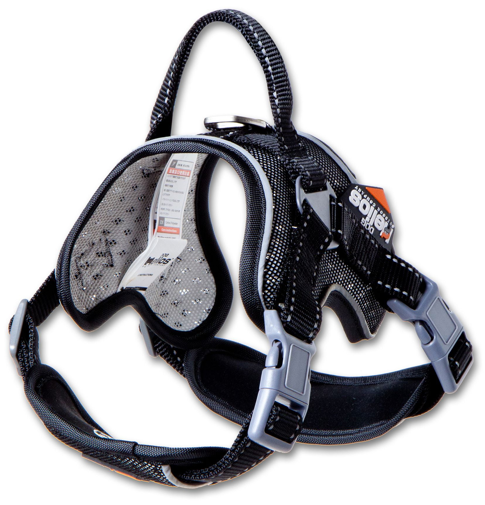 Dog Helios Stainless Steel, Nylon, Polyester, Fleece & Mesh Scorpion Walking Dog & Cat Harness, Black, M (20.5" to 23.6" Chest Size)