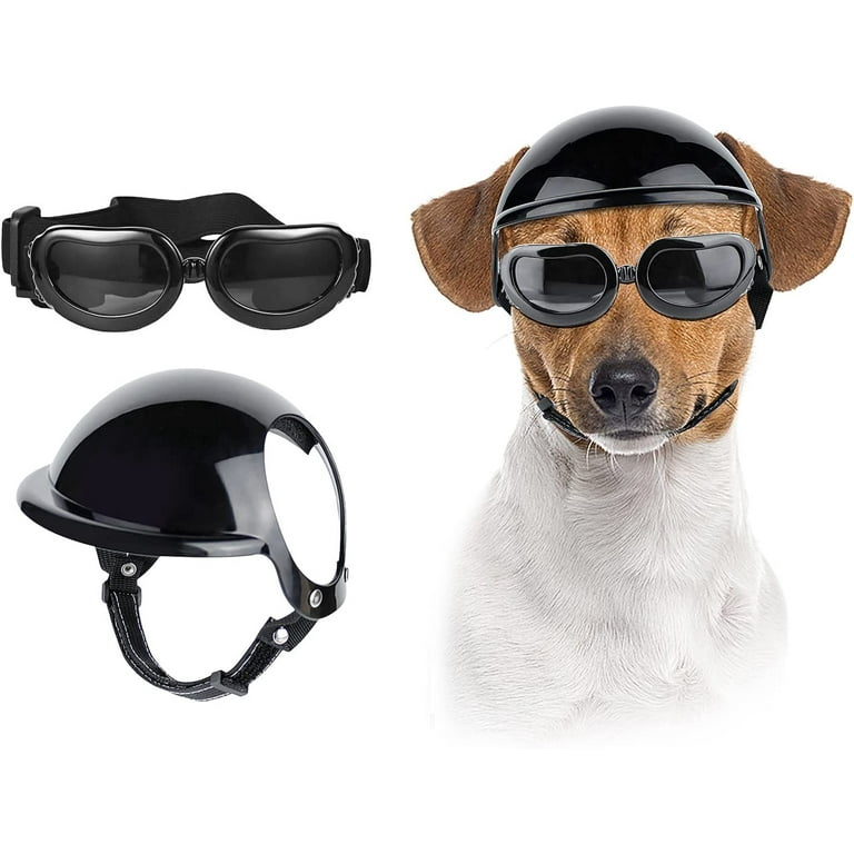 Dog leather helmet and goggles deals