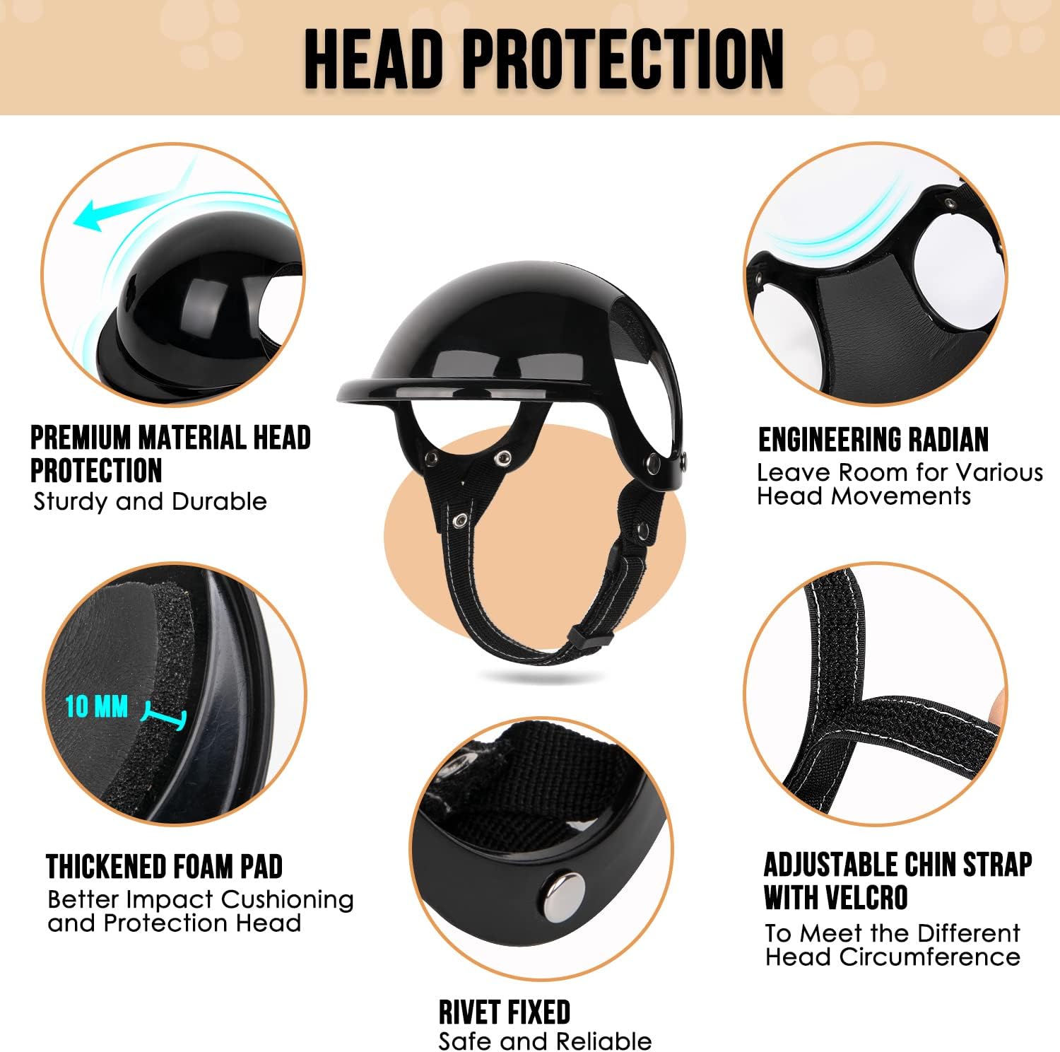 Image showcasing Dog Helmet and Goggles - Protection Pet Safety Gear for Small Medium ...
