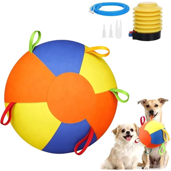 Dog Herding Ball, 9.84 Inch Calming Jumbo Ball for Dogs with Pump, Durable Herding Egg for Herding Breeds, Blue Orange Multicolor