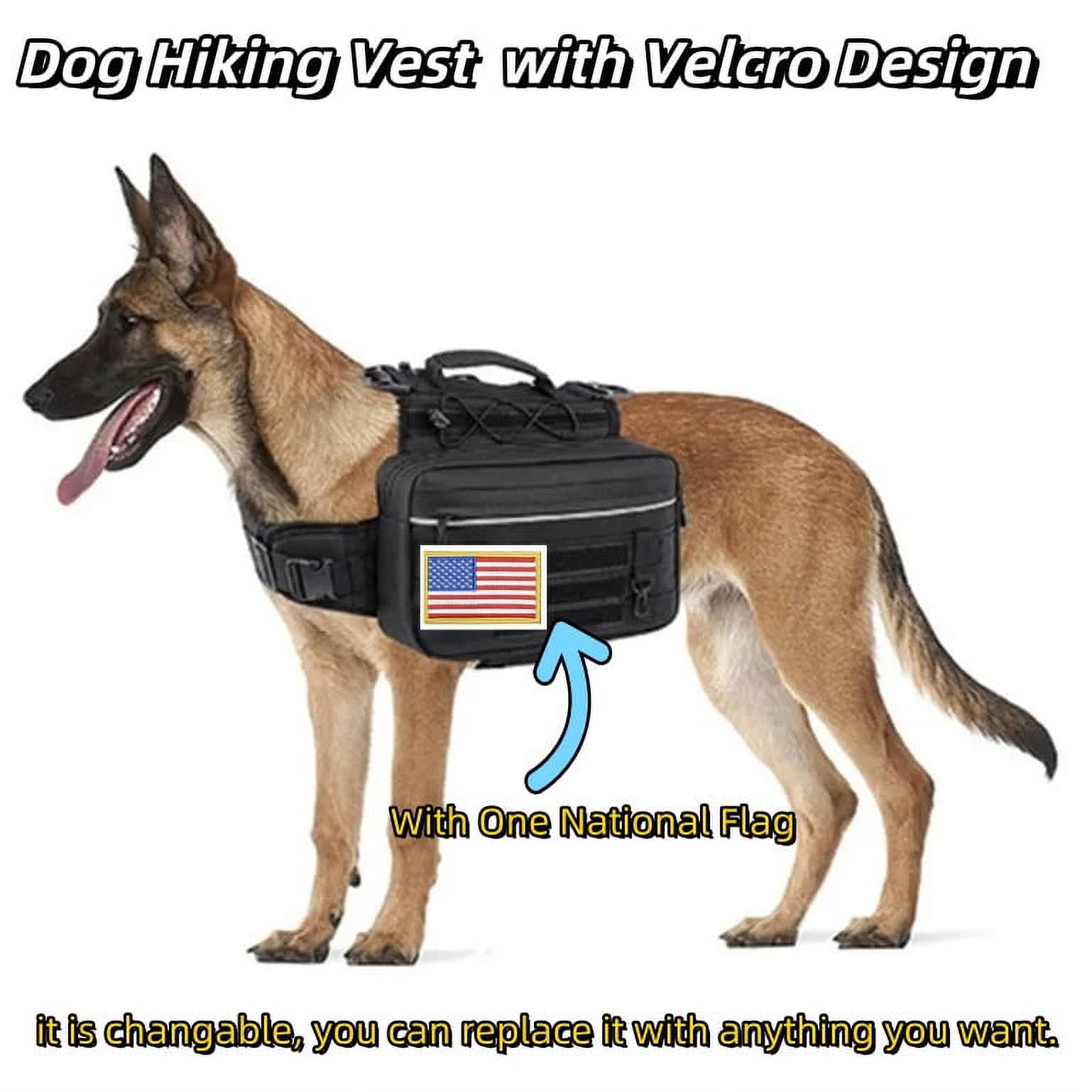 Dog Hiking Vest Adjustable Portable Multi-Pocket Vest Outdoor Camping Travel Multi-Pocket Vest Hiking Jacket for Dog with Pockets Medium Large Dogs only Black and Khaki