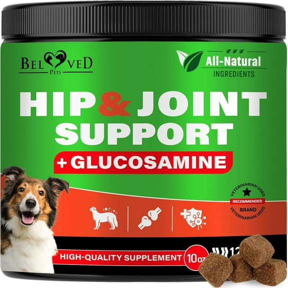 Dog Hip & Joint Support Soft Chews with Glucosamine, Chondroitin, MSM & Turmeric for Dogs Daily Mobility Support Supplement Made in USA