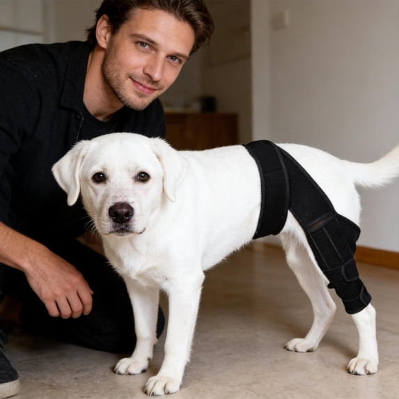 Knee Brace for Dogs Back Leg, Dog Hip Support Brace, Adjustable Straps, Knee Brace for Dogs, Compression Support, Canine Hind Joint Care, Weekend Hiking, Black, 1 Pc