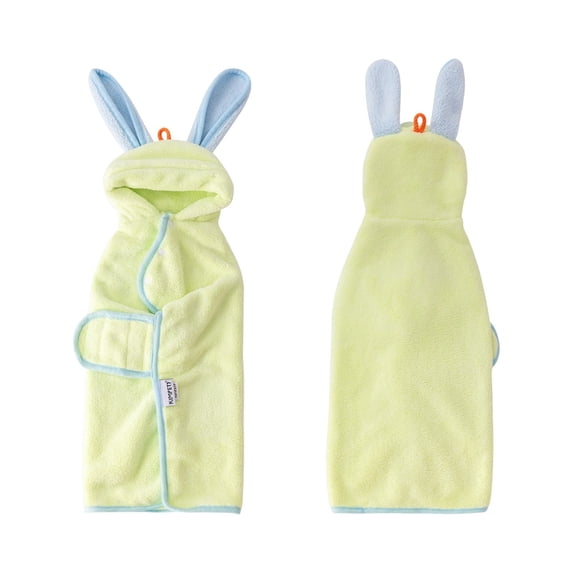 Dog Hooded Bathrobe Towel, Fast Drying Absorbent Pet Bath Towel, Warm Dog Drying Robe for Bath Beach Rainy Walks(Green,M)