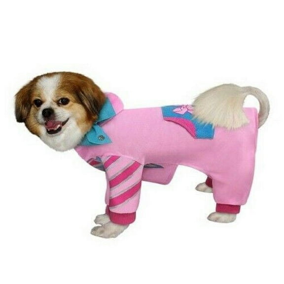 Dog Hooded Pajama Jumpsuit Sweater w Hair Bow Pink Pet Accessory Costume (Medium)