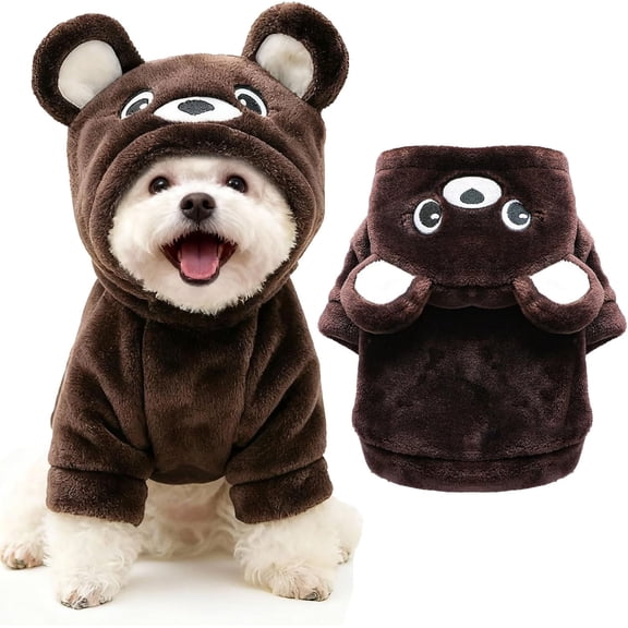 Dog Hoodie with Bear Ears Fleece Dog Sweater for Small Dogs French Bulldog Clothes Puppy Costume for Small Dogs XS Winter Clothes Cozy Pet Fleece for Cats