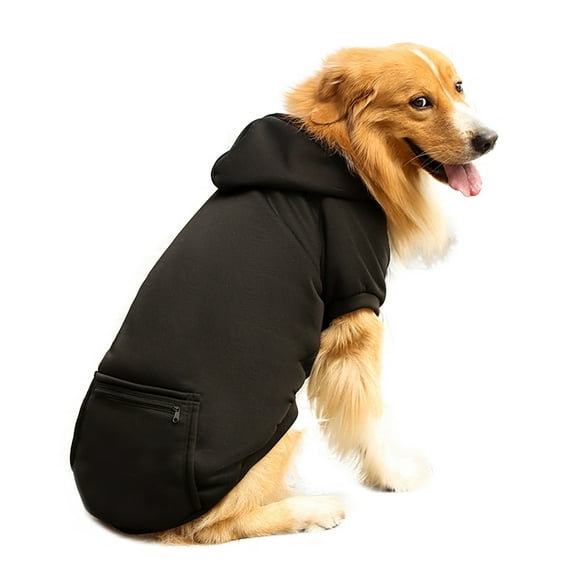 Dog Hoodie Comfortable Fit Back Pocket Warm Outdoor Dog Sweatshirt with Drawstring for Large Dogs-Black,5XL