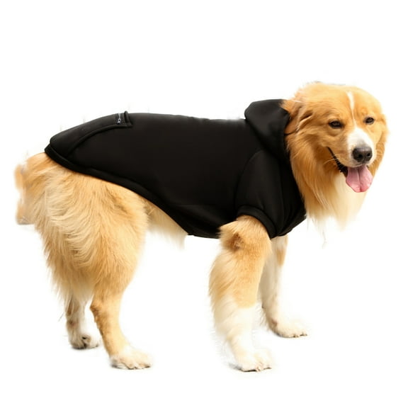 Dog Hoodie Comfortable Fit Back Pocket Warm Outdoor Dog Sweatshirt with Drawstring for Large Dogs-Black,XL