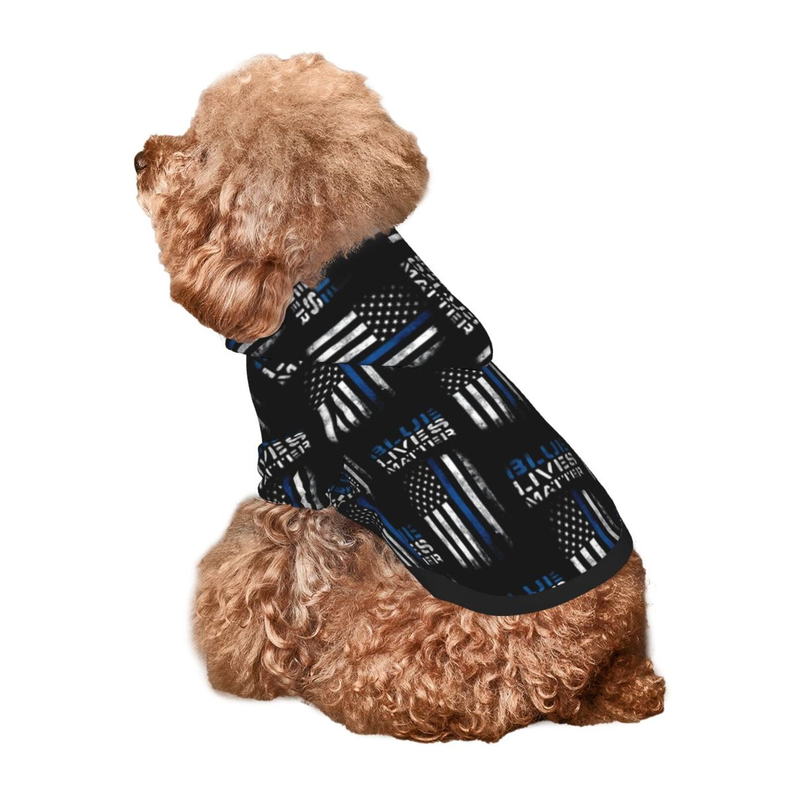 Dog Hoodie Cool Blue Lives Matter Dog Winter Clothes for Small Dogs Pet ...