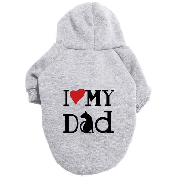 Dog Hoodie Dog Hoodies for Small Dogs Clothes I Love My Dad Fleece Sweater Winter Sweat Shirt Warm Cotton Dog Hoodie for Small Dog Cat Dad Black