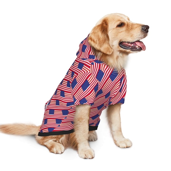 Dog Hoodie Pet Clothes America Flag Patriotic Sweater Sweatshirts Pullover Coat for Large Medium Dogs Small