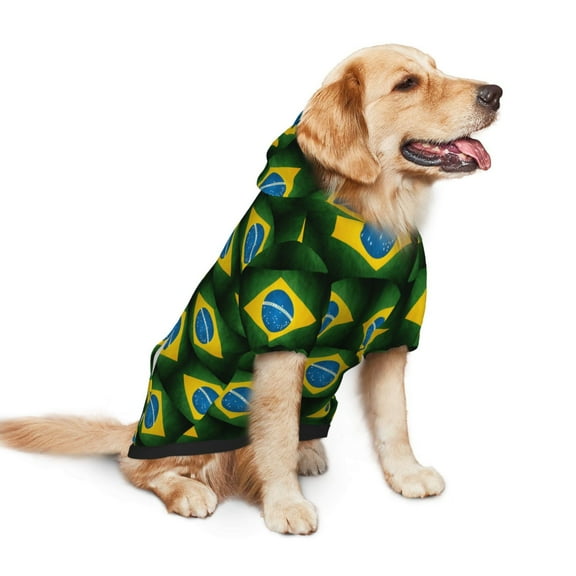 Dog Hoodie Pet Clothes Brazilian Flag Sweater Sweatshirts Pullover Coat for Large Medium Dogs Small
