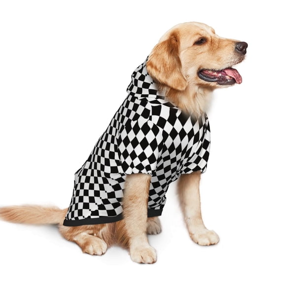 Dog Hoodie Pet Clothes Checkerboard Chess Sweater Sweatshirts Pullover Coat for Large Medium Dogs Large