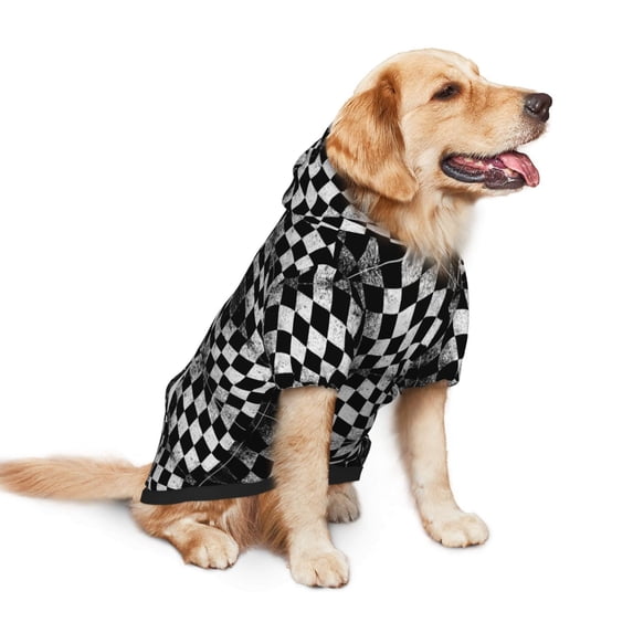Dog Hoodie Pet Clothes Checkered Flag Sweater Sweatshirts Pullover Coat for Large Medium Dogs Large