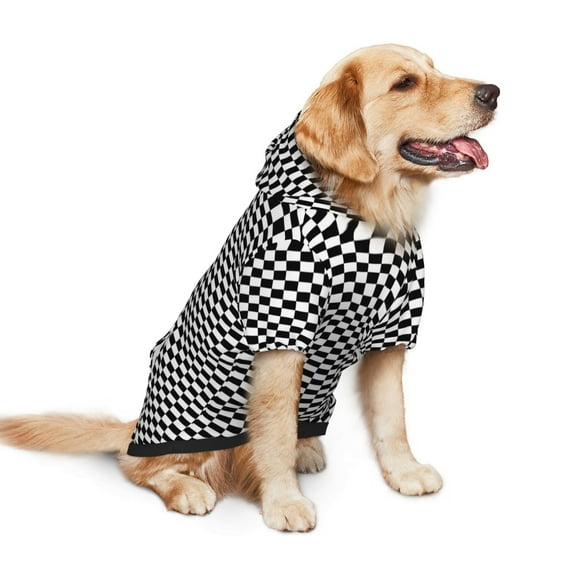 Dog Hoodie Pet Clothes Chess Checkerboard Sweater Sweatshirts Pullover Coat for Large Medium Dogs X-Large