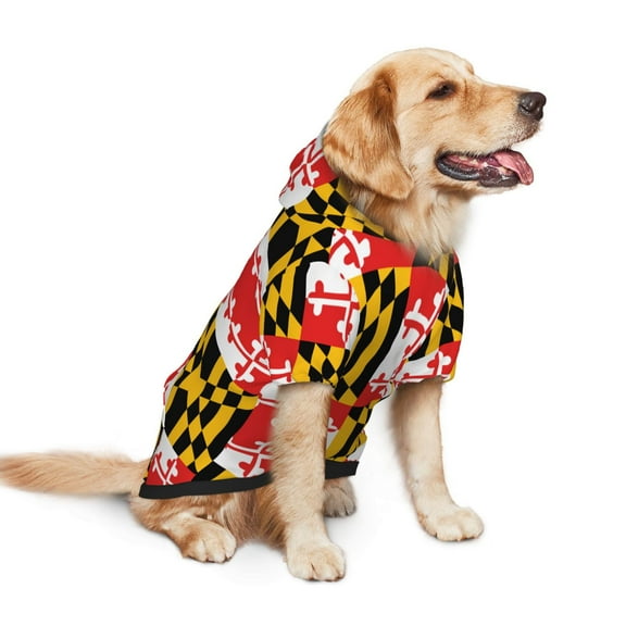 Dog Hoodie Pet Clothes Flag Of Maryland Pattern Sweater Sweatshirts Pullover Coat for Large Medium Dogs Small