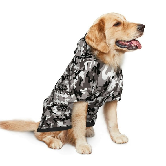 Dog Hoodie Pet Clothes Gray Camouflage Sweater Sweatshirts Pullover Coat for Large Medium Dogs X-Large