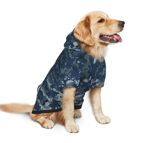 Dog Hoodie Pet Clothes Navy Blue Digital Camouflage Sweater Sweatshirts Pullover Coat for Large Medium Dogs Small