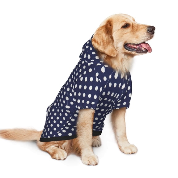 Dog Hoodie Pet Clothes Polka Dot Navy Pattern Sweater Sweatshirts Pullover Coat for Large Medium Dogs Medium