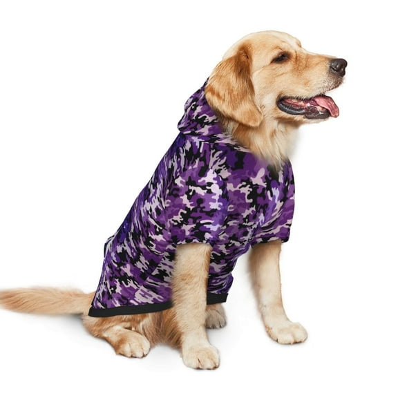 Dog Hoodie Pet Clothes Purple Camouflage Sweater Sweatshirts Pullover Coat for Large Medium Dogs Small