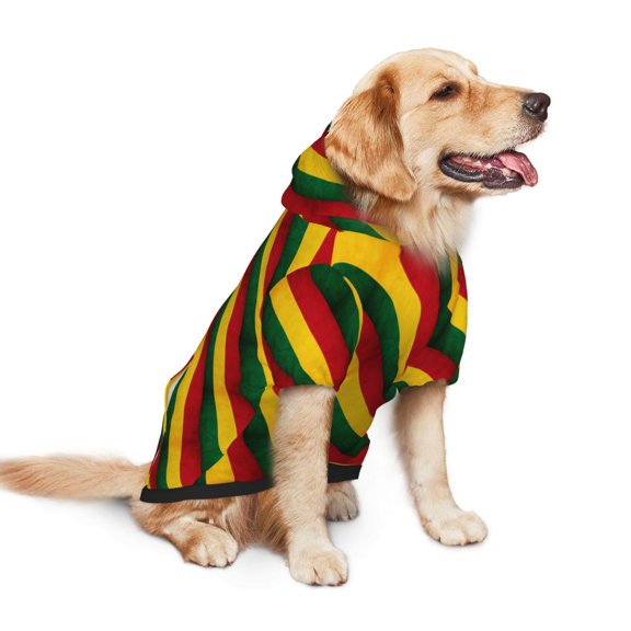 Dog Hoodie Pet Clothes Retro Reggae-Rastafarian Flag Sweater Sweatshirts Pullover Coat for Large Medium Dogs XX-Large