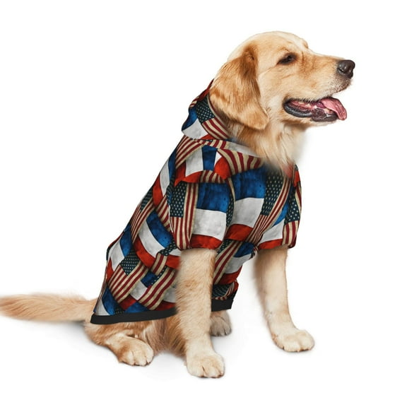 Dog Hoodie Pet Clothes United-States Russian Flag Sweater Sweatshirts Pullover Coat for Large Medium Dogs Small