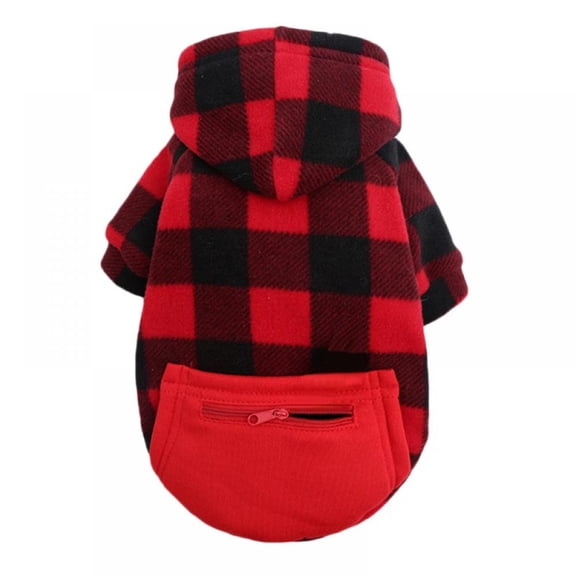Dog Hoodie Pet Coat, Cozy Stylish Plaid Dog Winter Sweatshirt Fleece Vest Doggie Pullover Warm Jacke