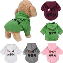 Dog Hoodie for Small Medium Dog Boy Girls, Pet Pullover Sweatshirt with Letter I Love My Mom and Leash Hole, Soft Spring Fall Sweater Chihuahua Yorkie Cat Apparel(Green M)