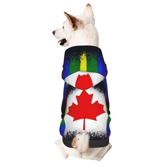 Dog Hoodie Sweatshirts Canada Gay Pride Flag Pet Clothes Hoodies with Hat Coat for Small Dog X-Large
