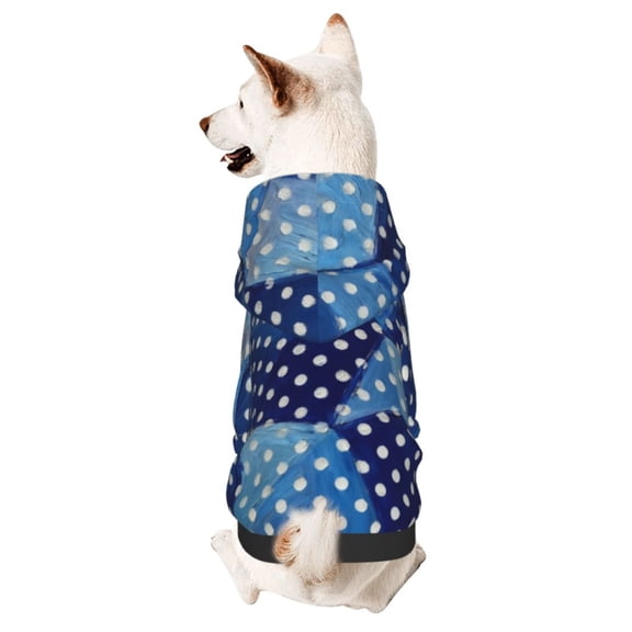 Dog Hoodie Sweatshirts Deep Blue And White Dots Pet Clothes Hoodies with Hat Coat for Small Dog XX-Large