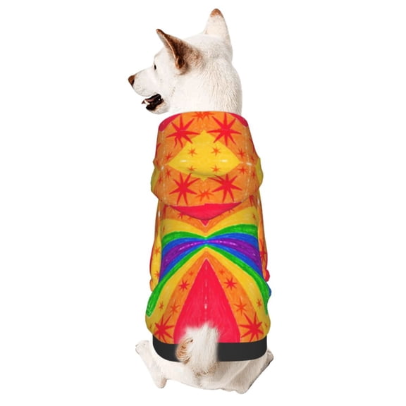 Dog Hoodie Sweatshirts Pride Rainbow Flag Pet Clothes Hoodies with Hat Coat for Small Dog X-Large