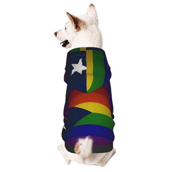 Dog Hoodie Sweatshirts Puerto-Rico-Flag Rainbow Gay Pride Pet Clothes Hoodies with Hat Coat for Small Dog Large