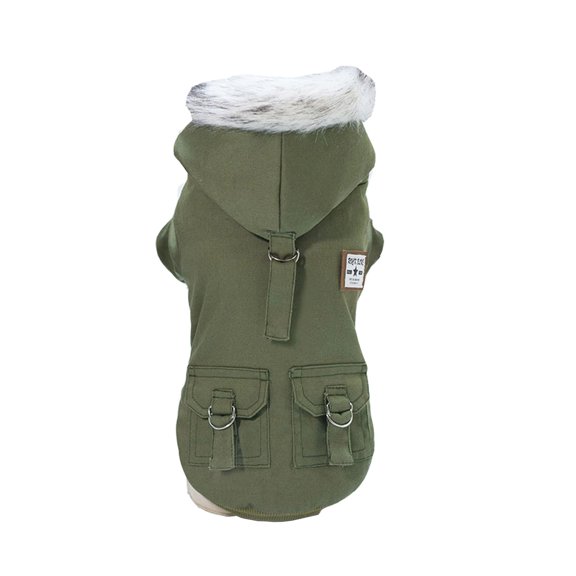 Dog Hoodies, Pet Work Clothes, Thickened Dog Overall, Dog Military Uniform, Army Hoodie Sweater, Cotton Jacket Fur Coat for Small Dog & Medium Dog & Cat