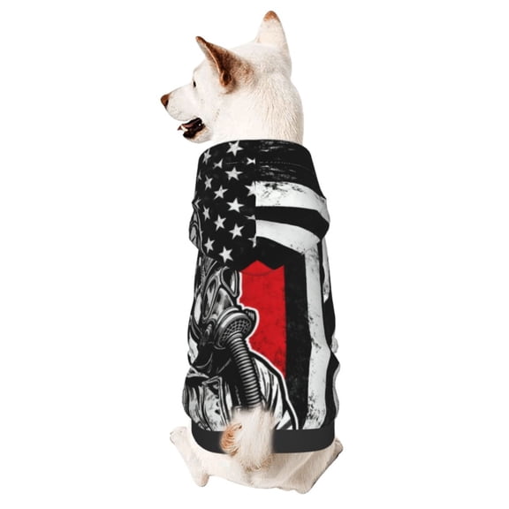 Dog Hoodies Sweatshirts Firefighter Red Line Flag Art Small Dogs Puppy Clothes Coat Medium