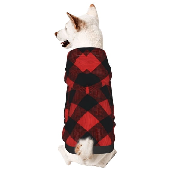 Dog Hoodies Sweatshirts Plaid Flannel In Red Small Dogs Puppy Clothes Coat X-Large