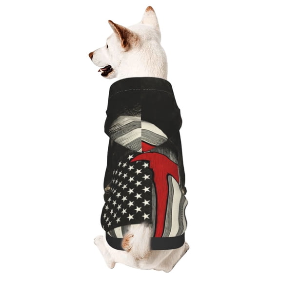 Dog Hoodies Sweatshirts Thin Red Firefighter Line Flag Art Small Dogs Puppy Clothes Coat X-Small