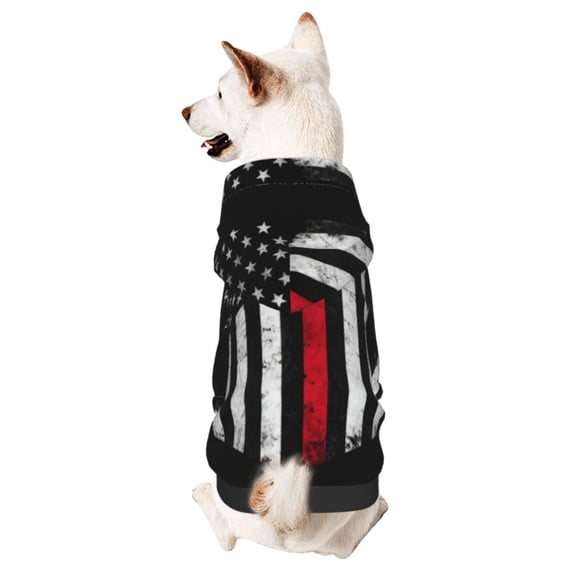 Dog Hoodies Sweatshirts Thin Red Firefighter Line Flag Small Dogs Puppy Clothes Coat Medium
