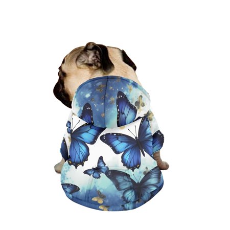 Dog Hoodies for Large Dogs Girl, Butterfly Print Dog Clothes Zipped Pet Sweatshirt