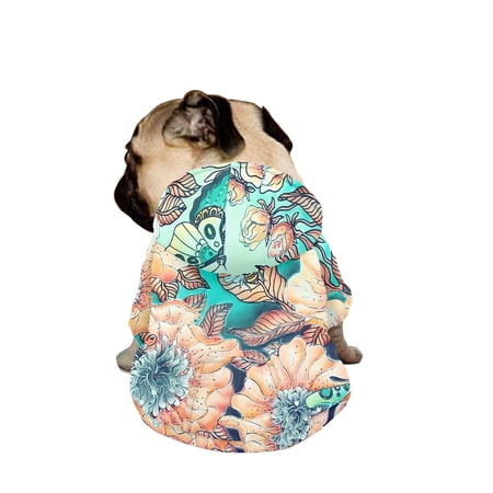 Dog Hoodies for Small Dogs Boy, Floral Print Dog Clothes Zipped Pet Hoodies Warm